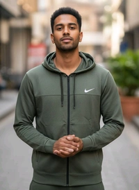 *MELANGE FABRIC HOODIE JACKET* High Quality