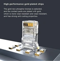 FEDUS Cat6 RJ45 Ends, Cat6 Connector, 8P8C Cat5, Cat6, Cat5e RJ45 Connector, Ethernet Cable Crimp Connectors UTP Network Plug for Solid Wire and Standard Cable, LAN Crimp Module Plugs