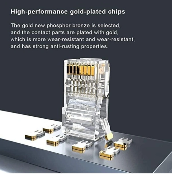 FEDUS Cat6 RJ45 Ends, Cat6 Connector, 8P8C Cat5, Cat6, Cat5e RJ45 Connector, Ethernet Cable Crimp Connectors UTP Network Plug for Solid Wire and Standard Cable, LAN Crimp Module Plugs