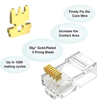 FEDUS Cat6 RJ45 Ends, Cat6 Connector, 8P8C Cat5, Cat6, Cat5e RJ45 Connector, Ethernet Cable Crimp Connectors UTP Network Plug for Solid Wire and Standard Cable, LAN Crimp Module Plugs