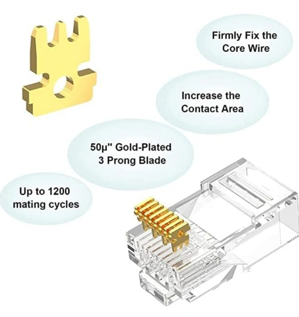 FEDUS Cat6 RJ45 Ends, Cat6 Connector, 8P8C Cat5, Cat6, Cat5e RJ45 Connector, Ethernet Cable Crimp Connectors UTP Network Plug for Solid Wire and Standard Cable, LAN Crimp Module Plugs