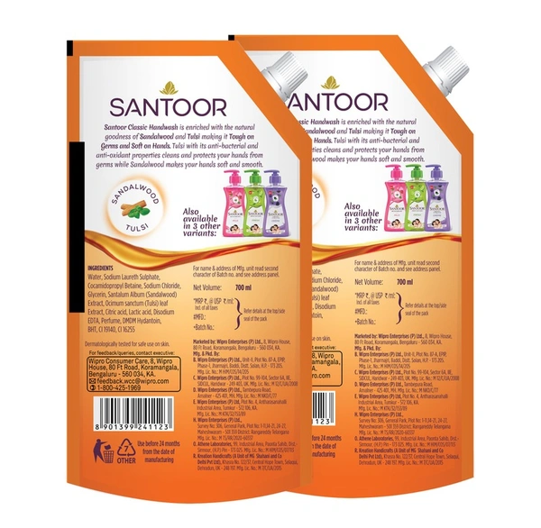 Santoor Handwash Classic Bogo - 700ml