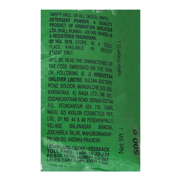 Wheel Lemon & Jasmine Detergent Powder - 500g