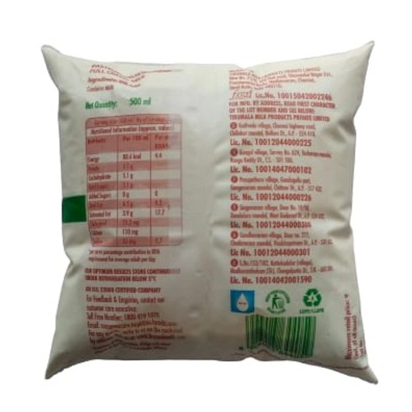 Tirumala Full cream milk - 500ml