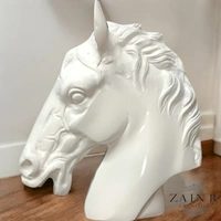 Sold By ZAIN R CREATION Horse Head Decorative Sculpture - H.9'' L.7.5'', White, Aluminium