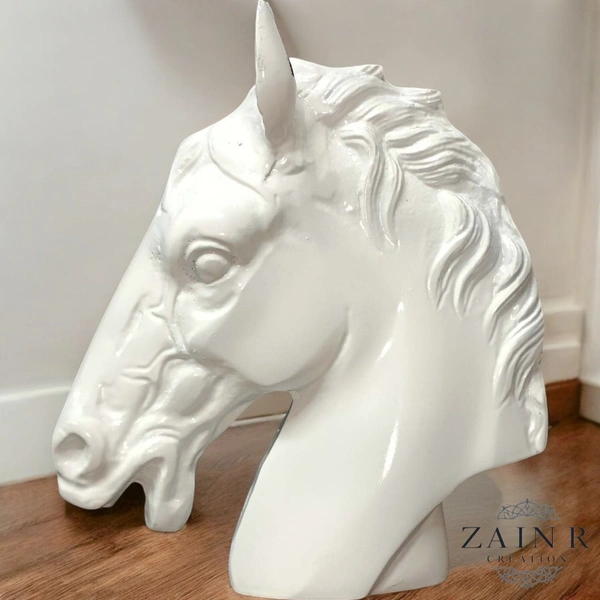 Sold By ZAIN R CREATION Horse Head Decorative Sculpture - H.9'' L.7.5'', White, Aluminium
