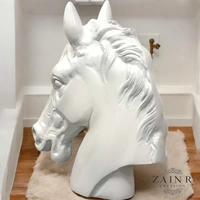 Sold By ZAIN R CREATION Horse Head Decorative Sculpture - H.9'' L.7.5'', White, Aluminium