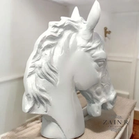 Sold By ZAIN R CREATION Horse Head Decorative Sculpture - H.9'' L.7.5'', White, Aluminium