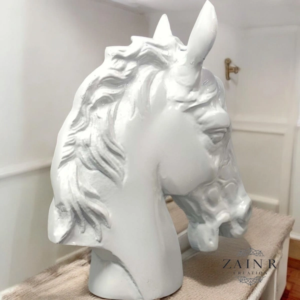 Sold By ZAIN R CREATION Horse Head Decorative Sculpture - H.9'' L.7.5'', White, Aluminium