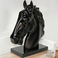 Sold By ZAIN R CREATION Horse Head on Marble Base Decorative Sculpture - H.9.5'' L.7.5'', Black, Aluminium