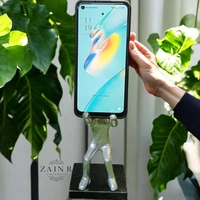 Sold By ZAIN R CREATION Smart Phone Mobile Holder Silver - H.7'' L.3.5'' W.2.5'', Sliver, Aluminium & Granite Base