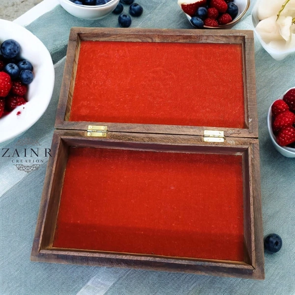 Sold By ZAIN R CREATION Jewellery Box Carving with Brass Inlay - L.10'' W.6'' H.2.5''