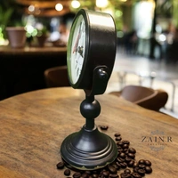 Sold By ZAIN R CREATION Table Clock for Office, Home Use - H.9.5'' L.6.5'' Base. 4'', Black, Iron