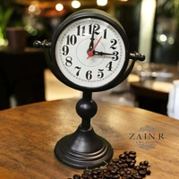 Sold By ZAIN R CREATION Table Clock for Office, Home Use - H.9.5'' L.6.5'' Base. 4'', Black, Iron
