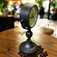 Sold By ZAIN R CREATION Table Clock for Office, Home Use - H.9.5'' L.6.5'' Base. 4'', Black, Iron