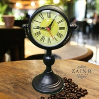 Sold By ZAIN R CREATION Table Clock for Office, Home Use - H.9.5'' L.6.5'' Base. 4'', Black, Iron