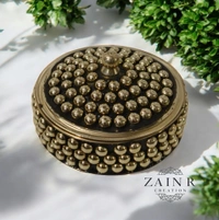 Sold By ZAIN R CREATION A Sindoor or Kumkum pot is a traditional container used to store sacred red powder - L.2.75'' H.1.57'', Polished, Brass
