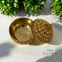 Sold By ZAIN R CREATION A Sindoor or Kumkum pot is a traditional container used to store sacred red powder - H.2'' B.2'', Brass