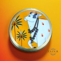 Sold By ZAIN R CREATION Brass Sindoor Box - L.1.77'' H.1'' B.1.57'', Polished, Brass