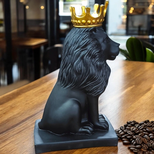Sold By ZAIN R CREATION Lion King Sculpture Table Accents Black - Polyresin