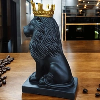 Sold By ZAIN R CREATION Lion King Sculpture Table Accents Black - Polyresin