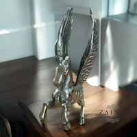 Sold By ZAIN R CREATION Decorative Flying Horse Angel Home Office Showpiece - H.12'' L.10'' W.3'', Nickel, Aluminium