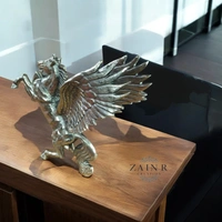 Sold By ZAIN R CREATION Decorative Flying Horse Angel Home Office Showpiece - H.12'' L.10'' W.3'', Nickel, Aluminium