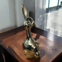 Sold By ZAIN R CREATION Rabbit Decorative Sculpture - H.20.5'' L.6'' W.10'', Nickel, Aluminium