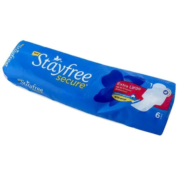 Stayfree Secure Cottony Soft Cover Sanitary Napkin with Wings 6 pads - Medium