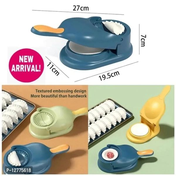 2 in 1 Dumpling Samosa Maker Ghughra Momos Maker Machine, Dumpling Skin Press Mould for Momos Making, Dumpling Maker Mould Machine, Dumpling Making Tool - Regal Blue