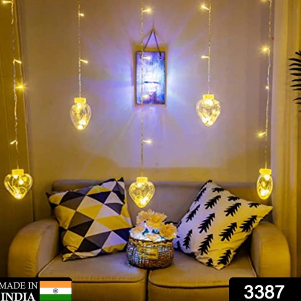 Denizz 8 FEET 12 WISH HEART BALL STRING LED LIGHTS WITH COLOR BOX FOR HOME DECORATION, DIWALI & WEDDING LED CHRISTMAS LIGHT INDOOR AND OUTDOOR LIGHT ,FESTIVAL DECORATION (WISHING BALL WARM WHITE) - White, 8 Feet
