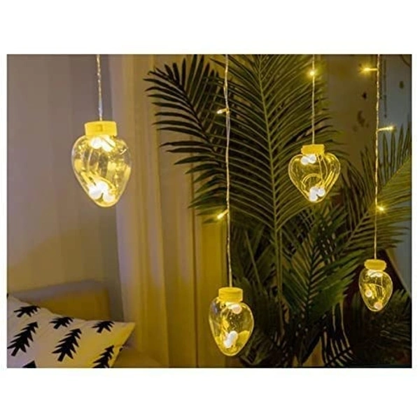 Denizz 8 FEET 12 WISH HEART BALL STRING LED LIGHTS WITH COLOR BOX FOR HOME DECORATION, DIWALI & WEDDING LED CHRISTMAS LIGHT INDOOR AND OUTDOOR LIGHT ,FESTIVAL DECORATION (WISHING BALL WARM WHITE) - White, 8 Feet