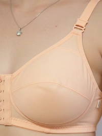 Front Open Mastectomy Pocket Cancer Bra - 42, Beige, Front Closure Mastectomy Bra
