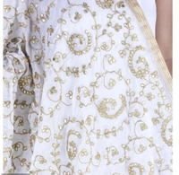 Kaashiba Indian Handicrafts Crape Women Party wear White Colour Dupatta Length 2.35 Meter Generic Crepe Dupattas - White, 2.35mtr