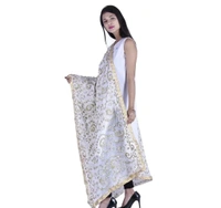 Kaashiba Indian Handicrafts Crape Women Party wear White Colour Dupatta Length 2.35 Meter Generic Crepe Dupattas - White, 2.35mtr