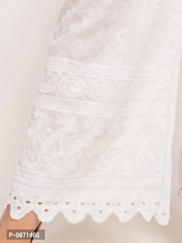 Kaashiba ENDFASHION Woman's Rayon Chiken Work Palazzo|| Palazzo|| Straight Palazzo|| Chiken Work Palazzo||Free Size (White) - White, Free Size