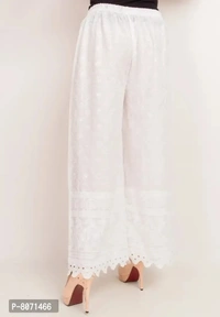 Kaashiba ENDFASHION Woman's Rayon Chiken Work Palazzo|| Palazzo|| Straight Palazzo|| Chiken Work Palazzo||Free Size (White) - White, Free Size