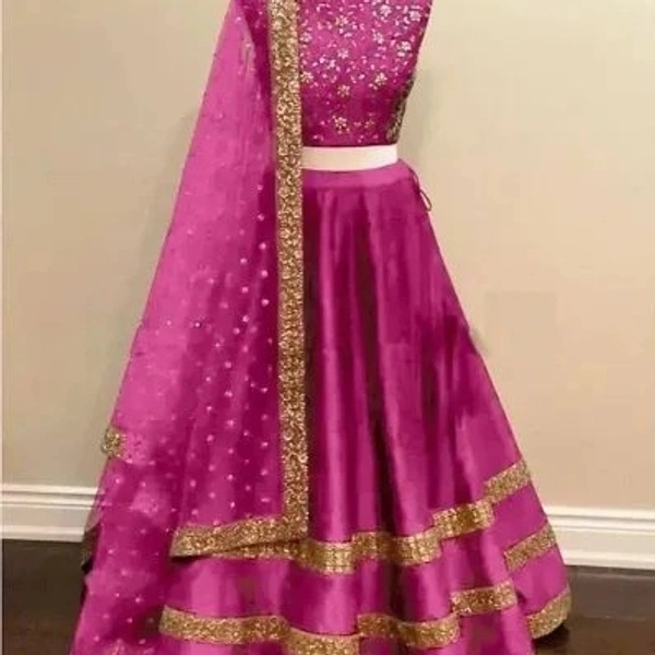 Kaashiba Adorable Taffeta Silk Embroidered Lehenga Choli - Pink Flamingo, Semi Stitched
