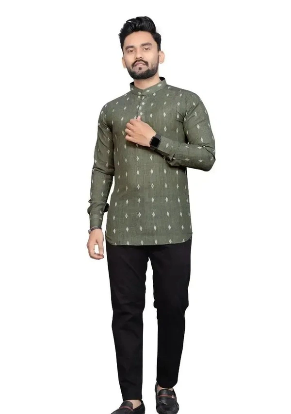 Kaashiba Stylish Men Cotton Traditional Kurta - Blue Stone, 36