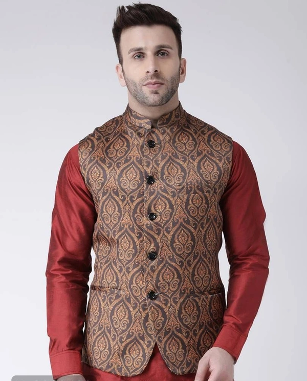 Kaashiba Blend Printed Ethnic Jacket For Men* - 38, Seance