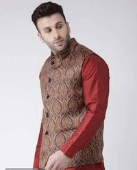 Kaashiba Blend Printed Ethnic Jacket For Men* - 38, Seance