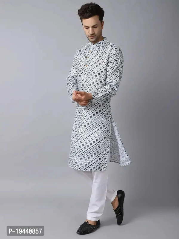 Stylish Cotton Blend Kurta And Cotton Pyjama Set For Men
