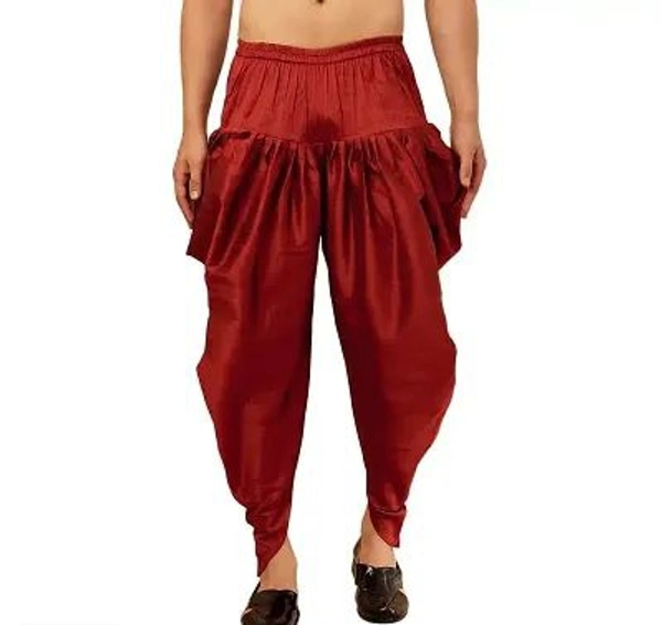 Kaashiba ARMAAN ETHNIC Men Solid Cowl Dhoti Pant - Guardsman Red, Free Size