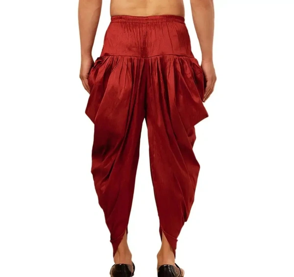 Kaashiba ARMAAN ETHNIC Men Solid Cowl Dhoti Pant - Guardsman Red, Free Size