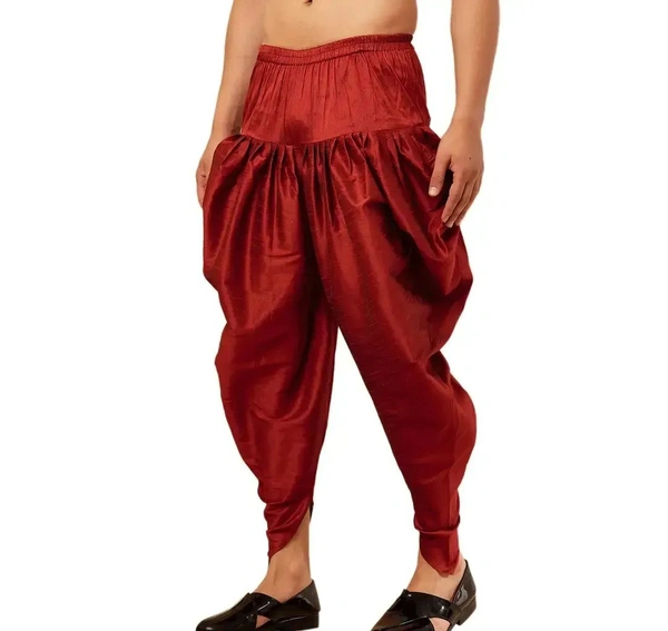 Kaashiba ARMAAN ETHNIC Men Solid Cowl Dhoti Pant - Guardsman Red, Free Size