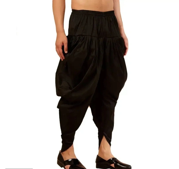 Kaashiba ARMAAN ETHNIC Men Solid Cowl Dhoti Pant - Black, Free Size
