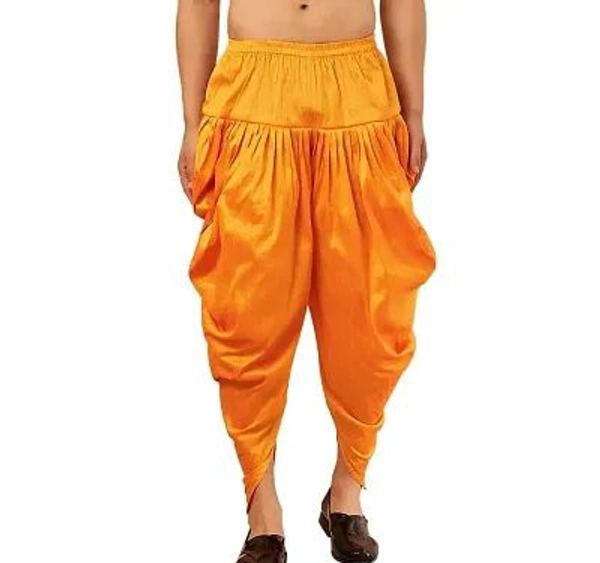 Kaashiba ARMAAN ETHNIC Men Solid Cowl Dhoti Pant - Golden Tainoi, Free Size