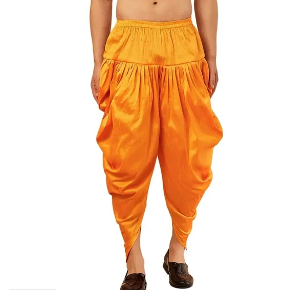 Kaashiba ARMAAN ETHNIC Men Solid Cowl Dhoti Pant - Golden Tainoi, Free Size