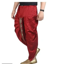 Kaashiba Stylish Silk Blend Dhotis For Men - Red, 40