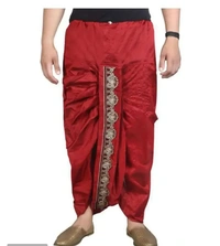 Kaashiba Stylish Silk Blend Dhotis For Men - Red, 40